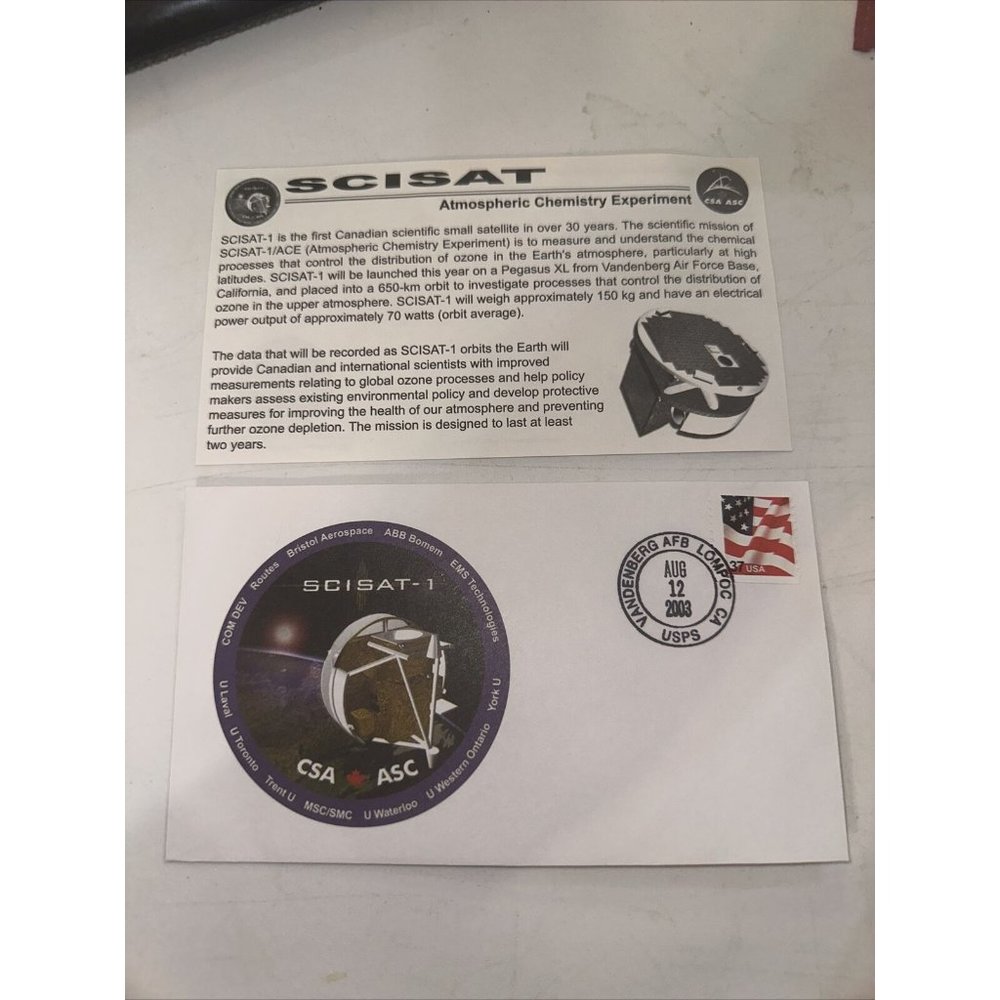 SCISAT-1 Canadian Space Agency Envelope with postmark & stamp NASA Rare